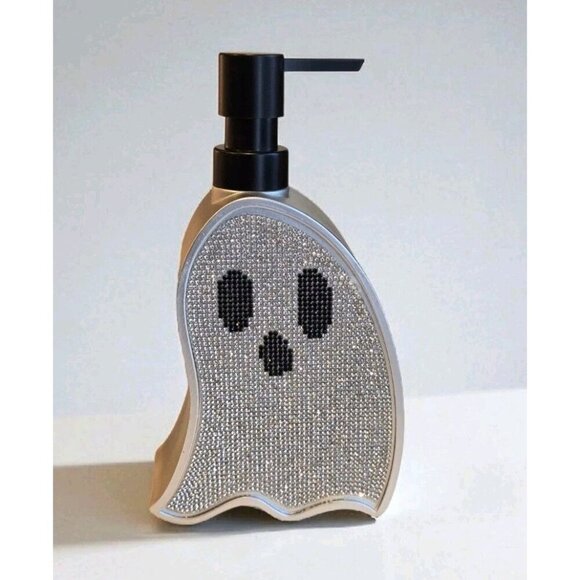 New Silver Rhinestone Bling Ghost Halloween Soap Dispenser Spooky Decoration - Picture 1 of 4